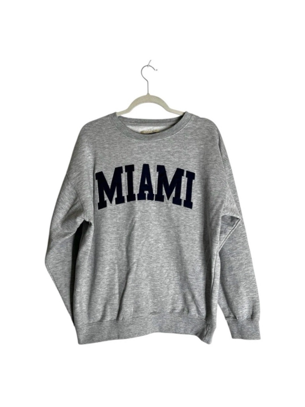 New York Popular Men’s Miami Sweatshirt Large Gray Crewneck Pullover Fleece